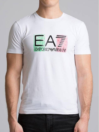 EA7 Flag Logo Cotton TShirt White - EMPORIO ARMANI - BALAAN 1