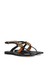 Double G Leather Flat Sandals Black - GUCCI - BALAAN 5