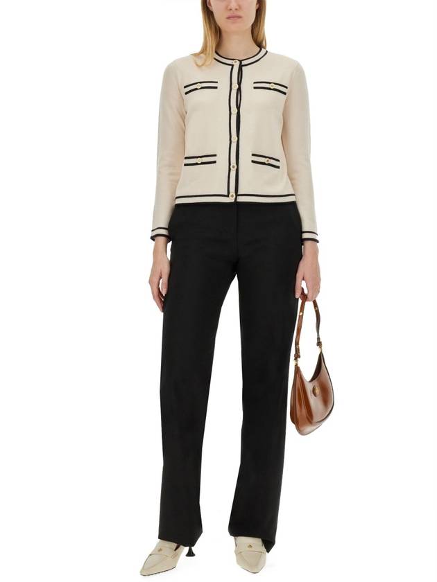 Kendra Button-Up Crew Neck Cardigan Ivory - TORY BURCH - BALAAN 5