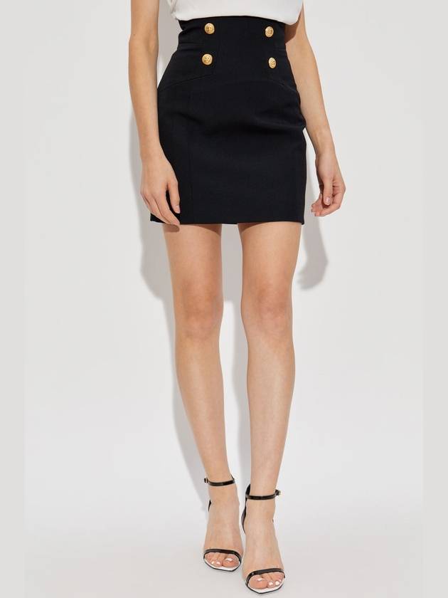 High Waist 4 Button H Line Skirt Black - BALMAIN - BALAAN 4