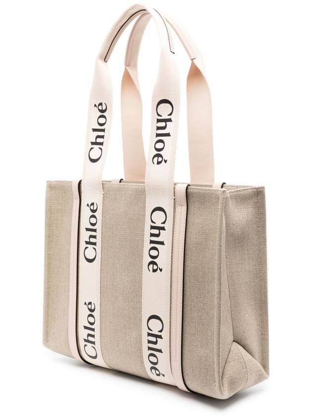 Woody Canvas Medium Tote Bag Cement Pink - CHLOE - BALAAN 4