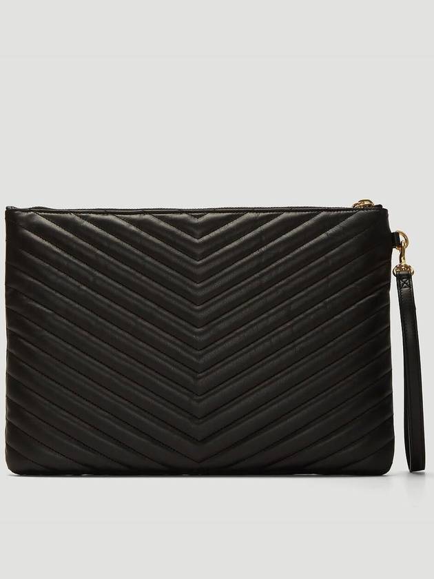 Gold Monogram Matelasse Clutch Bag Black - SAINT LAURENT - BALAAN 5