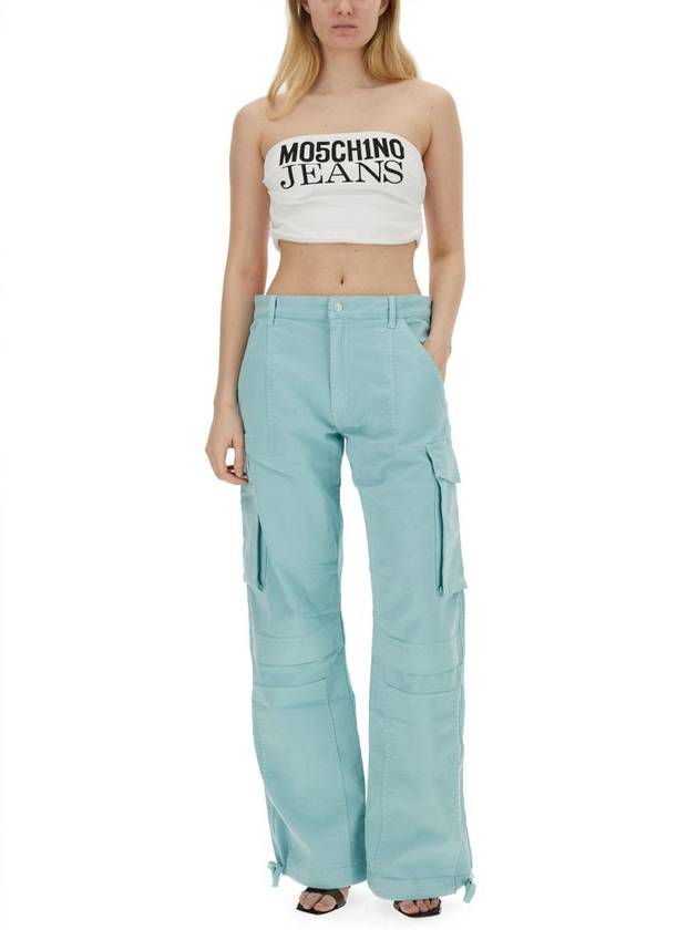 Pants 03363732 0332 Gnawed Blue - MOSCHINO - BALAAN 3