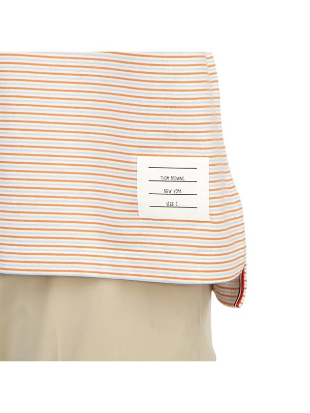 Striped Pocket Cotton Oversized Short Sleeve T-Shirt Orange - THOM BROWNE - BALAAN 8