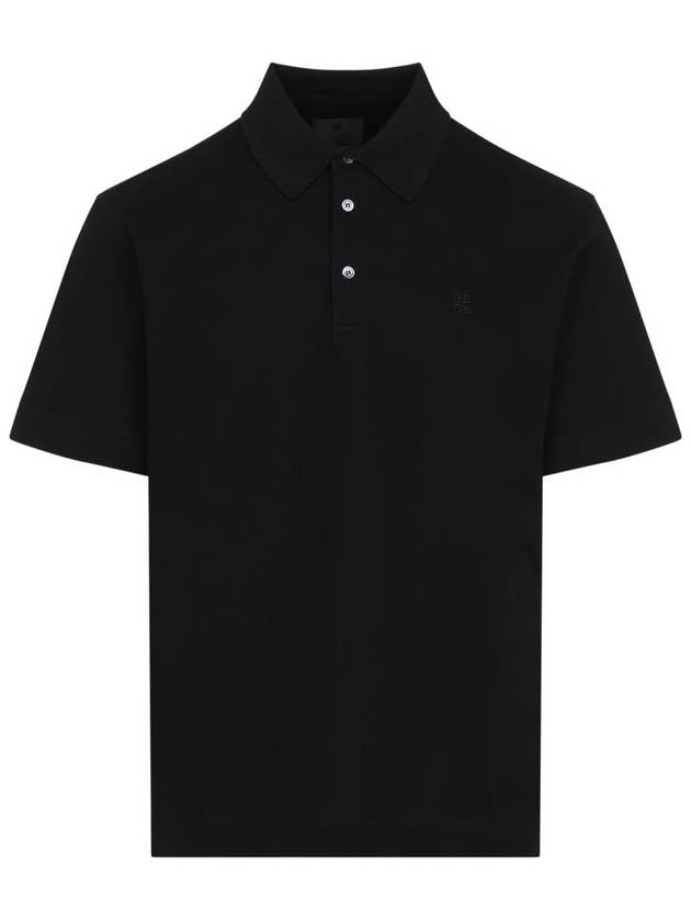 Embroidered Logo Cotton Polo Shirt Black - GIVENCHY - BALAAN 2