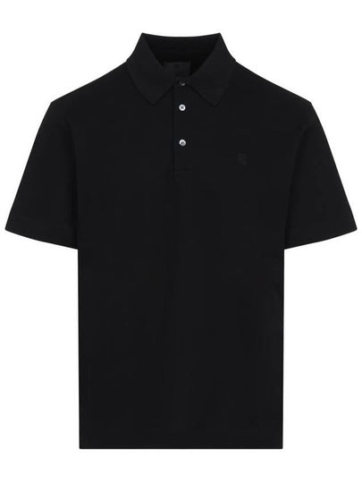 Embroidered Logo Cotton Polo Shirt Black - GIVENCHY - BALAAN 2