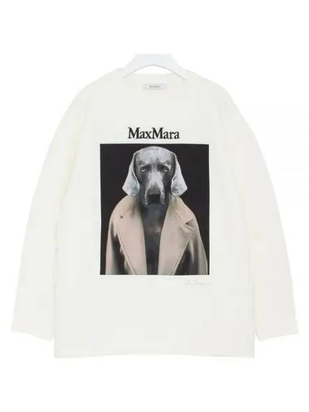 Embroidered Logo Crewneck Sweatshirt White - MAX MARA - BALAAN 2