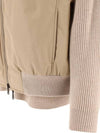 Contrasted Bomber Knit Jacket Beige - BRUNELLO CUCINELLI - BALAAN 5