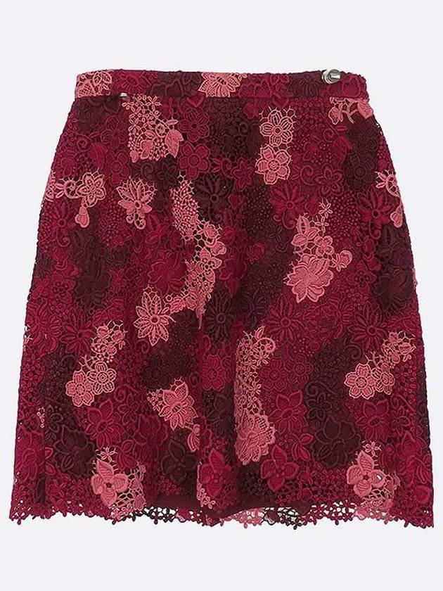 4023106 Pink burgundy color cotton blend flower pattern women s skirt 40 - BURBERRY - BALAAN 1