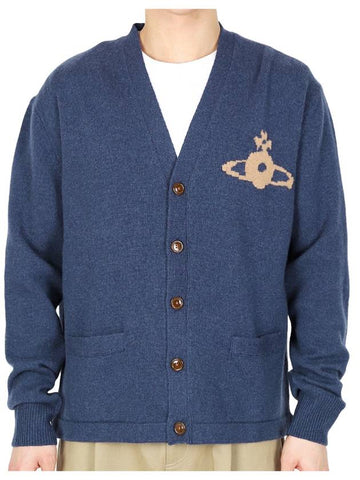 Alex Sphere Intarsia Cardigan Blue - VIVIENNE WESTWOOD - BALAAN 1