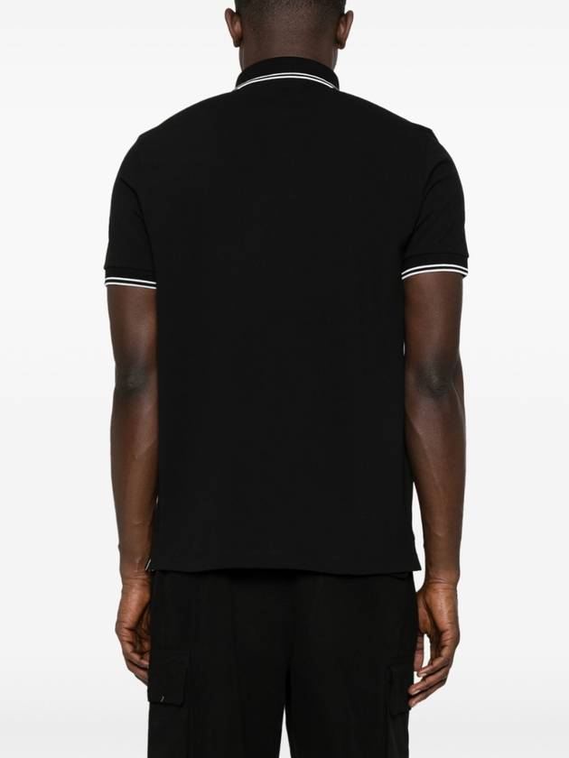 Stretch Cotton Pique Short Sleeve Polo Shirt Black - STONE ISLAND - BALAAN 5