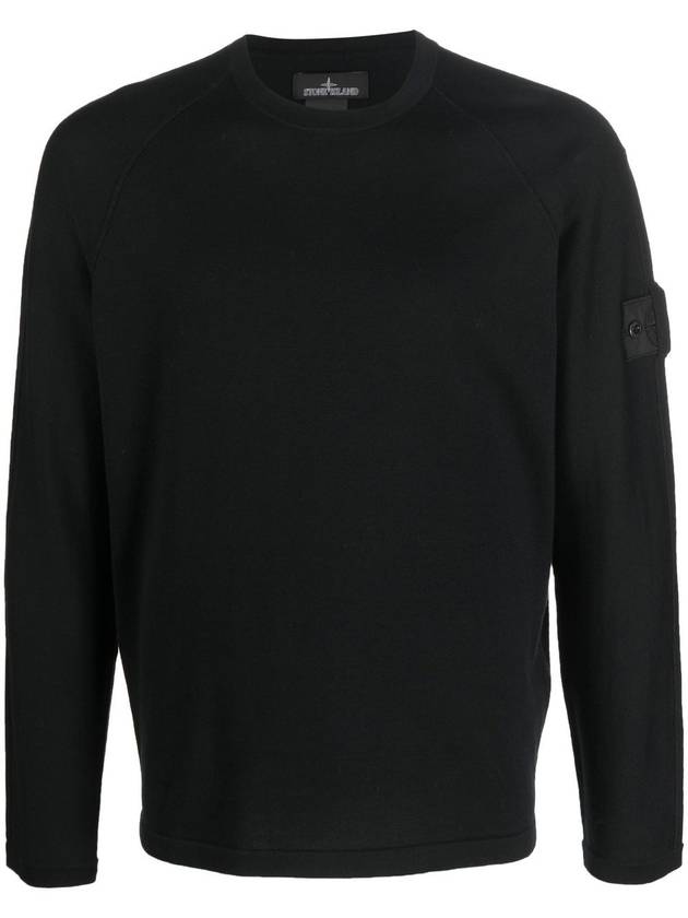 Wappen Patch Crew Neck Knit Top Black - STONE ISLAND - BALAAN 3