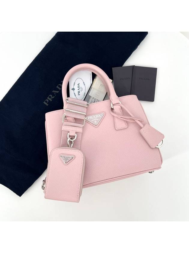 Saffiano Lux Micro Tote Bag and Cross Light Pink 1BA296 - PRADA - BALAAN 4