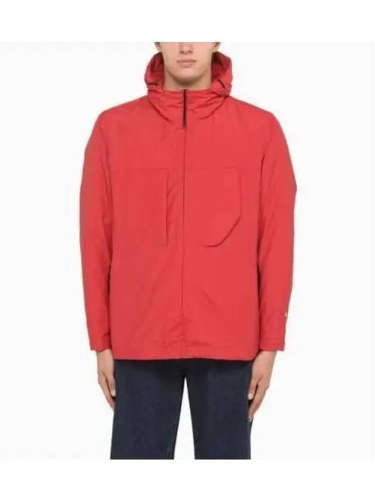 Compass Embroidered Hooded Jacket Red - STONE ISLAND - BALAAN.