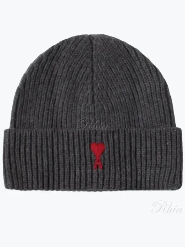 Heart Logo Wool Beanie Heather Grey - AMI - BALAAN 2