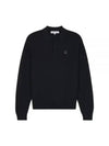 Fox Motif Knitted Polo Shirt Ink Black - MAISON KITSUNE - BALAAN 2