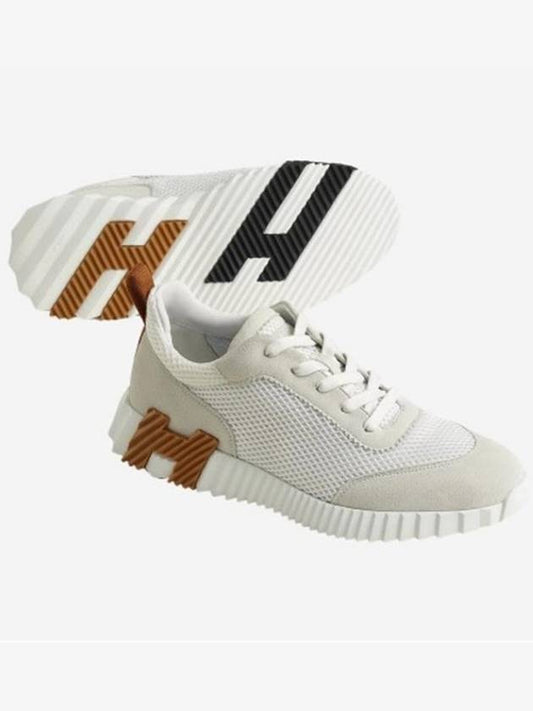 Men s Bouncing Sneakers Mesh Suede Goatskin White 41 H232856ZH91 - HERMES - BALAAN 1