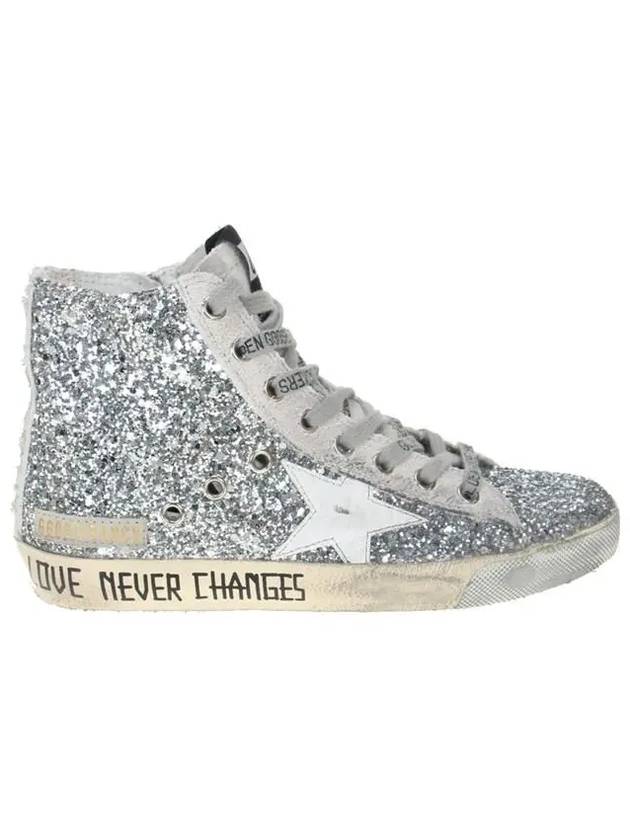 Francy Glitter Suede High Top Sneakers Silver - GOLDEN GOOSE - BALAAN 3