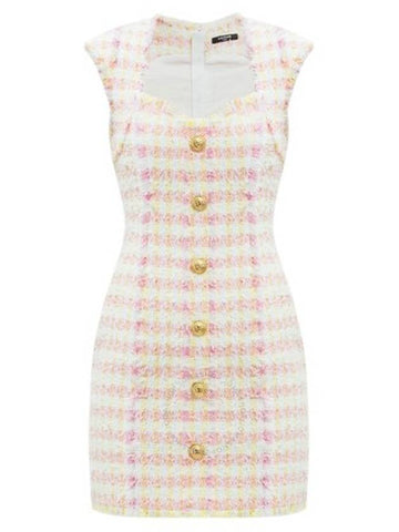 Balmain Miami Tweed Dress With Buttons, Brand Size 34 (US Size 2) - BALMAIN - BALAAN 1