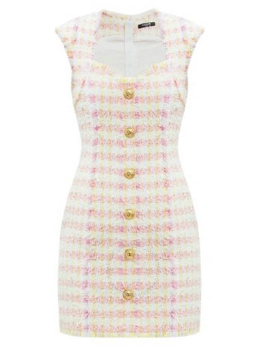 Balmain Miami Tweed Dress With Buttons, Brand Size 34 (US Size 2) - BALMAIN - BALAAN 1