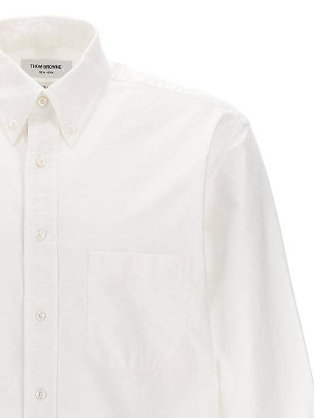 Men's Logo Patch Classic Cotton Long-Sleeve Shirt White - THOM BROWNE - BALAAN 4