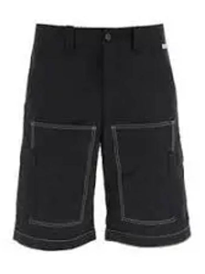 Stitching Embroidered Logo Cargo Shorts Black - MSGM - BALAAN 2