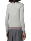 Herringbone Crew Neck Wool Cardigan Light Grey - THOM BROWNE - BALAAN 9