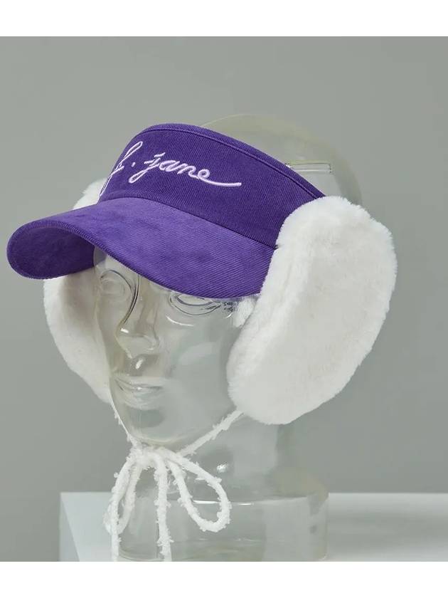 Golf Wear Two Way Fur Earrings Sun Cap Purple - J JANE - BALAAN 4