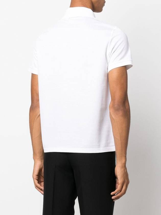 Men's Monogram Cotton Short Sleeve Polo Shirt White - SAINT LAURENT - BALAAN 3