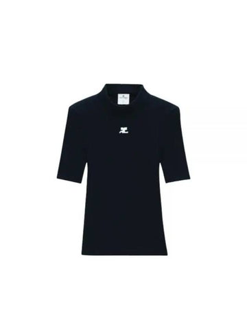 Reedition Knit Short Sleeve Turtle Neck Black - COURREGES - BALAAN 1