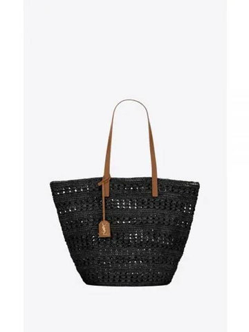 YSL Tote Bag Panier Medium Raffia Black 761457GAAAC1062 - SAINT LAURENT - BALAAN 1