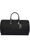 Re-Nylon Brushed Leather Duffel Bag Black - PRADA - BALAAN 1