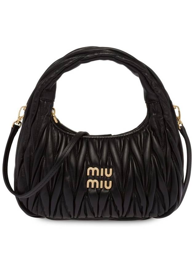 Wander Matelasse Nappa Leather Mini Hobo Tote Bag Black - MIU MIU - BALAAN 2