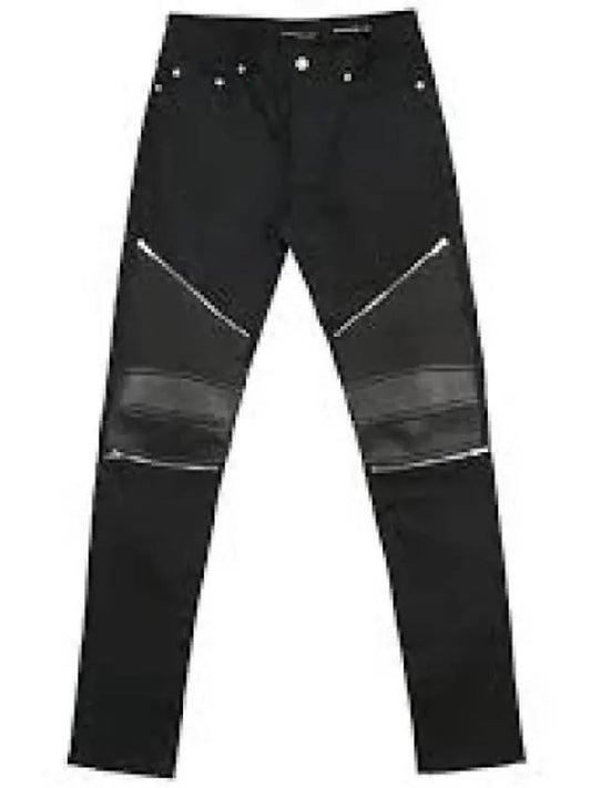 Leather Biker Jeans Black - SAINT LAURENT - BALAAN 2