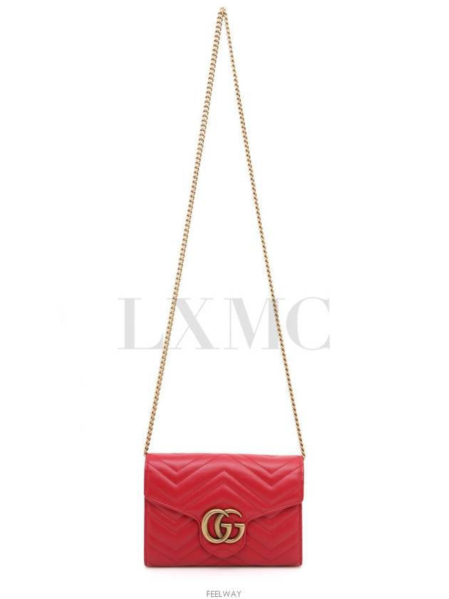 474575 Marmont Matelasse Mini Chain Bag WOC Cross Red Gold Plated - GUCCI - BALAAN 5