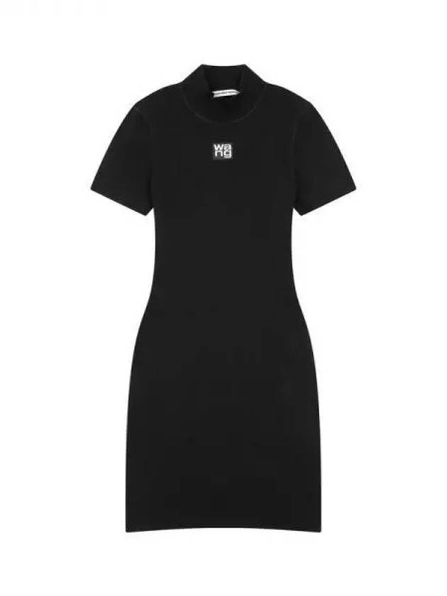 t logo patch mock neck dress black 270715 - ALEXANDER WANG - BALAAN 1