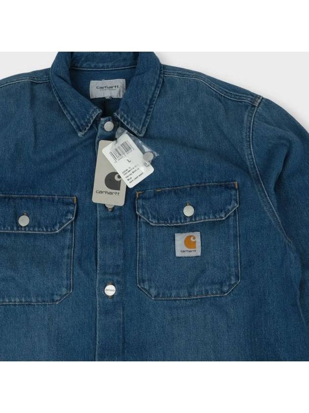 Carhartt WIP Whip Logo Patch Denim Shirt Jacket Blue I033346 014L - CARHARTT WIP - BALAAN 5