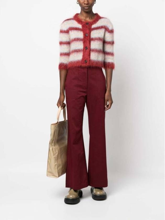 Stripe Crop Mohair Cardigan Red - MARNI - BALAAN 3