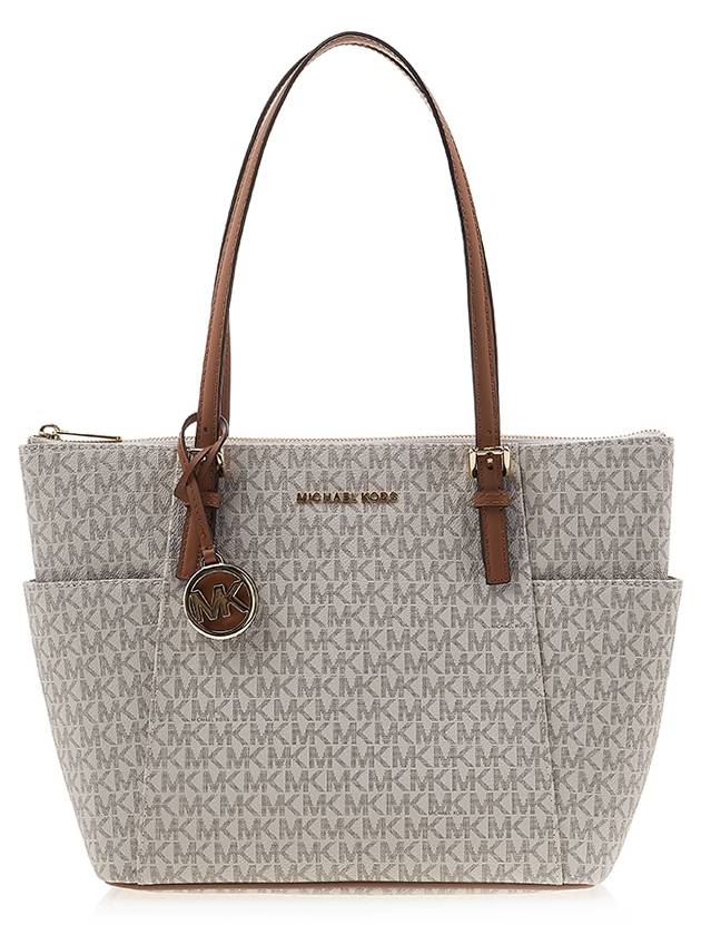 Jet Set Signature Logo Pendant Tote Bag Vanilla - MICHAEL KORS - BALAAN 2