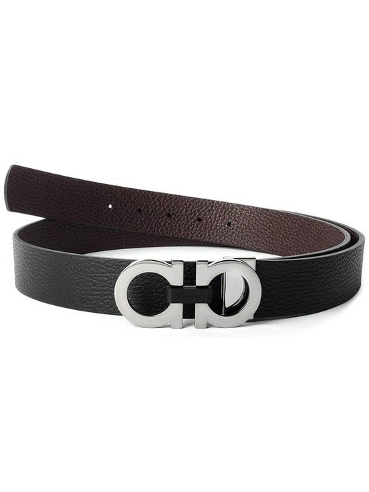 Reversible Gancini Belt Black Hickory - SALVATORE FERRAGAMO - BALAAN 2