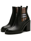 Check Panel Leather Ankle Chelsea Boots Black - BURBERRY - BALAAN 2