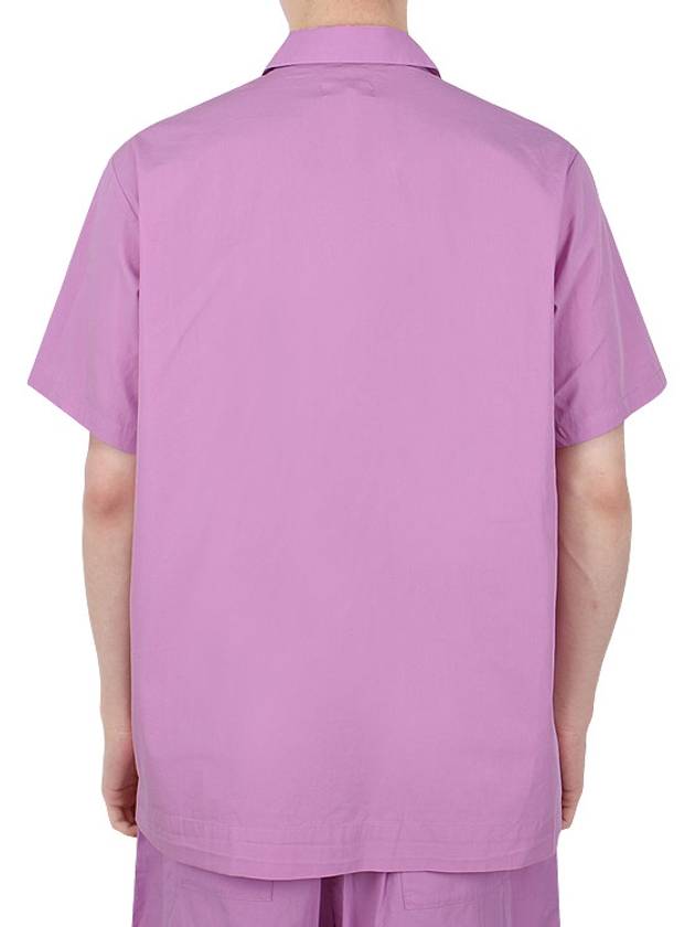 Poplin Pajamas Organic Cotton Short Sleeve Shirt Pink - TEKLA - 5