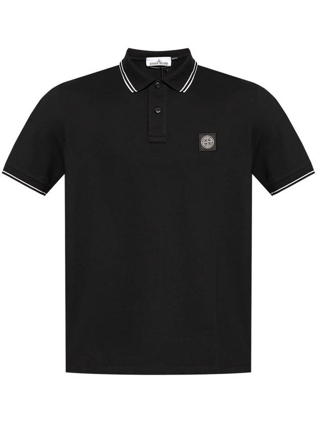 Logo Patch Polo Shirt Black - STONE ISLAND - BALAAN 2