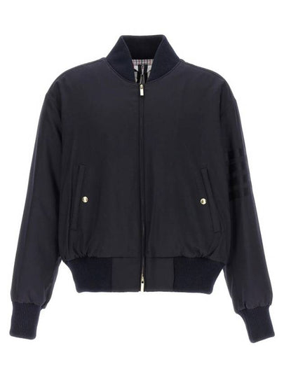 4 Bar Oversized Down Bomber Jacket Navy - THOM BROWNE - BALAAN 2