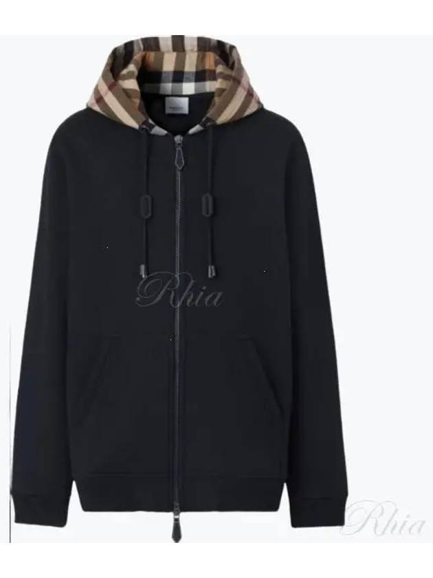 Check Hood Cotton Zip Up Hoodie Black Archive Beige - BURBERRY - BALAAN 2