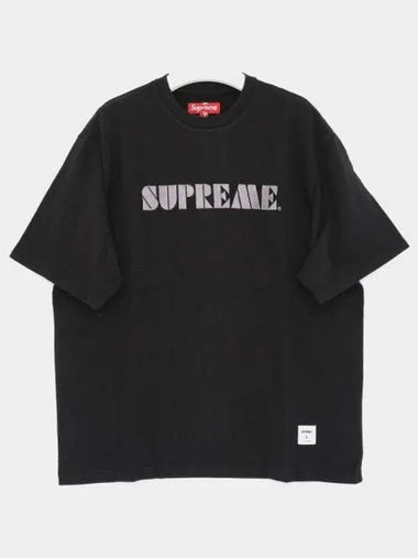 Stencil embroidery logo short sleeve t shirt SS24KN59 BLACK 270636 1040555 - SUPREME - BALAAN 1