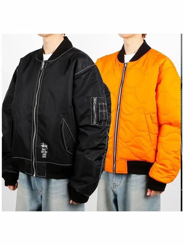 Built Reversible Bomber Jacket Black - STUSSY - BALAAN 3