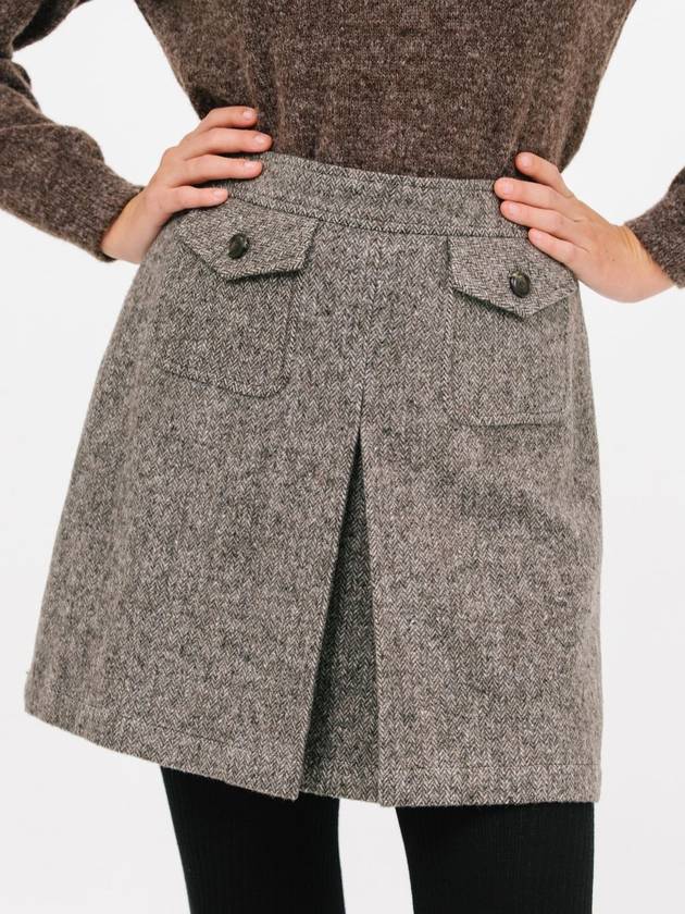 Pocket Wool Short A-Line Skirt Grey - JUN BY JUN K - BALAAN 4