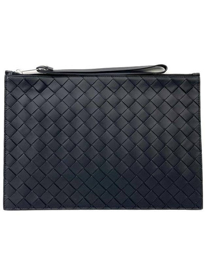 Intrecciato Strap Large Clutch Bag Black - BOTTEGA VENETA - BALAAN 2