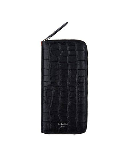 Crocodile Embossed Long Wallet Black - LMN3011 - BALAAN 2